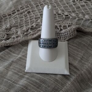 Elegant Hematite and Blue Two Tone Ring